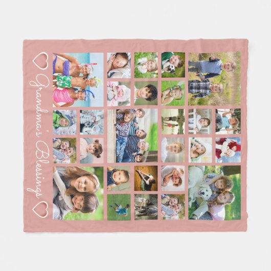 Oma Custom Text Hearts Rose Rosa Fleecedecke (Vorderseite (Horizontal))