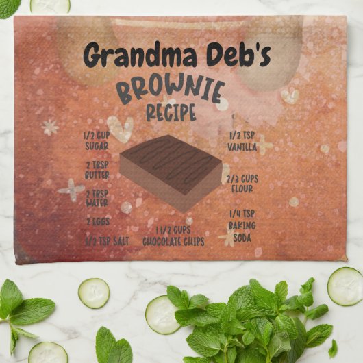 Oma Deb's Brownie-Rezept Geschirrtuch (Gefaltet)