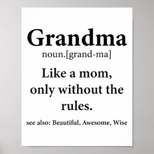 Oma definiert wie Mama ohne Regeln Funny Gr Poster