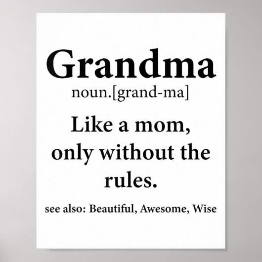 Oma definiert wie Mama ohne Regeln Funny Gr Poster (Vorne)