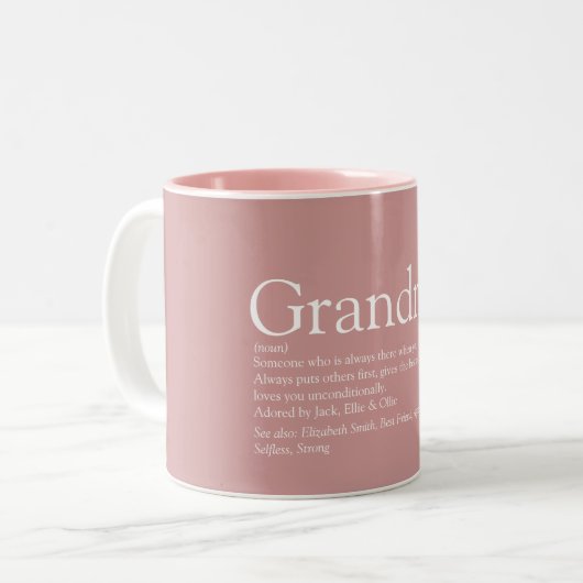 Oma Definition Dusty Rose Rosa Zweifarbige Tasse (Vorderseite Links)