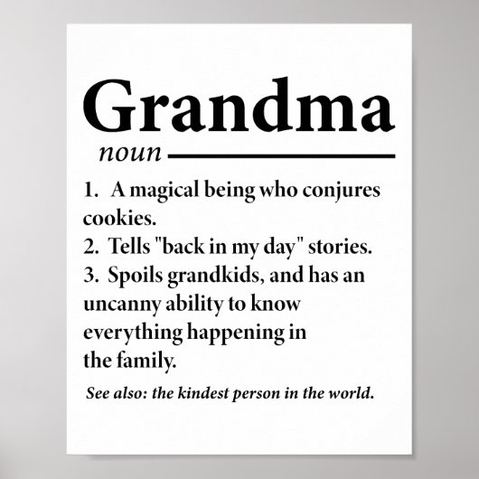 Oma Definition Funny Großmutter Grandmas Poster (Vorne)