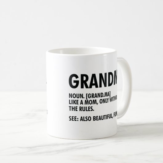 Oma Definition Funny Großmutter Wertschätzung Kaffeetasse (VorderseiteRechts)