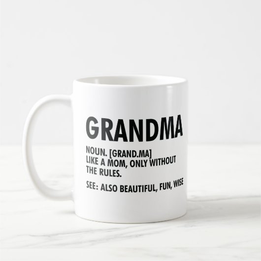 Oma Definition Funny Großmutter Wertschätzung Kaffeetasse (Links)