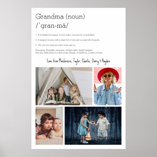 Oma Definition Personalisiert 4 Foto Collage Poster (Vorne)