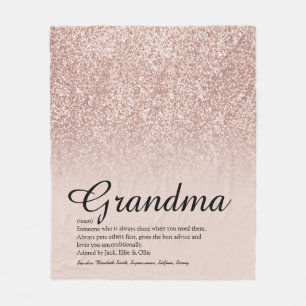 Oma Definition Schriftzug Roségold Glitter Fleecedecke