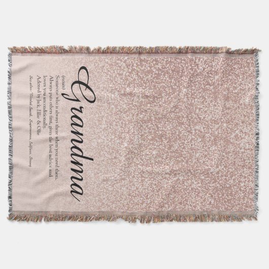 Oma Definition Script-Rose Gold Glitzer Decke (Vorderseite)