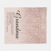 Oma Definition Script-Rose Gold Glitzer Fleecedecke (Vorderseite (Horizontal))