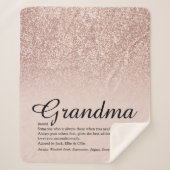 Oma Definition Script-Rose Gold Glitzer Sherpadecke (Vorderseite)