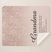 Oma Definition Script-Rose Gold Glitzer Sherpadecke (Vorderseite (Horizontal))