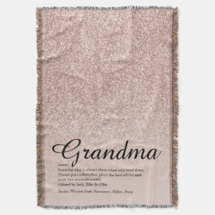 Oma Definitions-Schriftzug Roségold Glitter Decke
