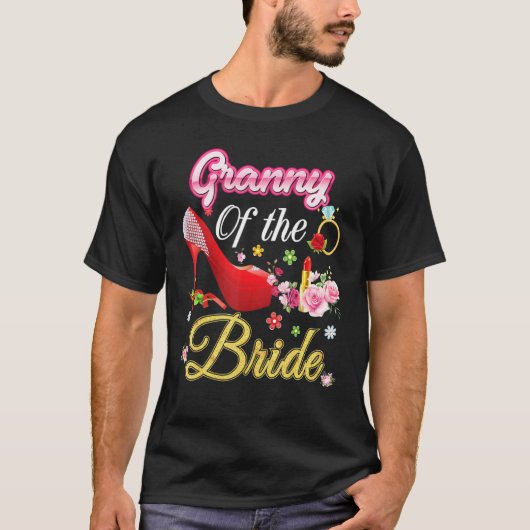 Oma der Braut glückliche Hochzeit Blume rosa Schuh T-Shirt (Vorderseite)