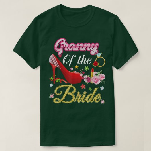 Oma der Braut glückliche Hochzeit Blume rosa Schuh T-Shirt (Design vorne)