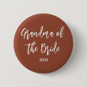 Oma der Braut Terrakotta-Hochzeitsknopf Button (Vorderseite)