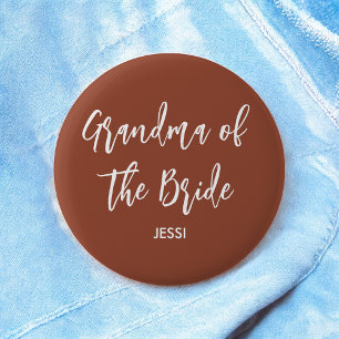 Oma der Braut Terrakotta-Hochzeitsknopf Button