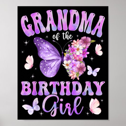 Oma der Geburtstags-Schmetterlings-Party Poster (Vorne)