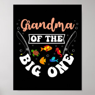 Oma der großen Geburtstagsparty beim Angeln Poster