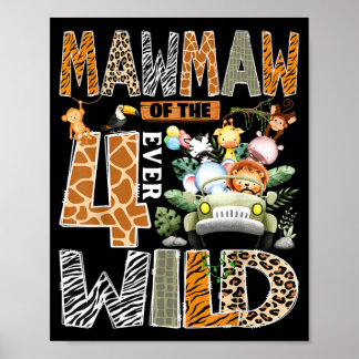 Oma der vier wilden Safari 4. Geburtstag Junge Poster