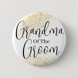 Oma des Bräutigam-Hochzeitsknopf für Gold-Glitzer Button