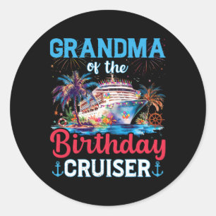 Oma des Geburtstags Cruiser Funny Cruise Geburt Runder Aufkleber