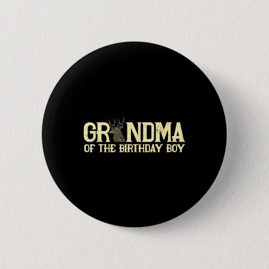 Oma des Geburtstagsjungen Hirschjägers Camouflage Button (Vorderseite)