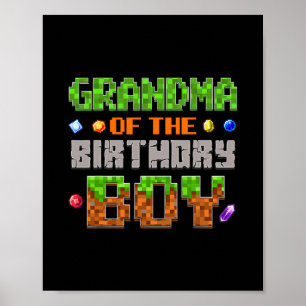 Oma des Geburtstagsjungen Party-Videospieler Pixe Poster