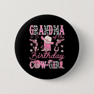 Oma des Geburtstagskuhmädchens Pink Rodeo Wester Button