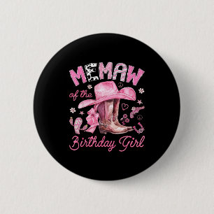 Oma des Geburtstagsmädchens pinke Cowgirl Western Button