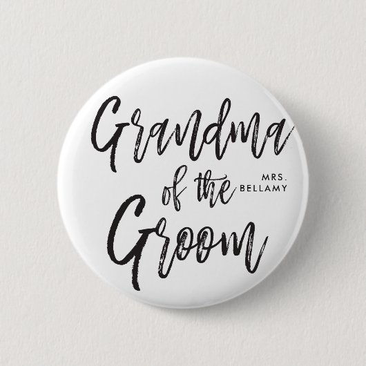 Oma des Grooms | Skriptstil Custom Wedding Button (Vorderseite)