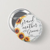 Oma des Grooms | Sonnenblumen Florals Hochzeit Button (Vorne & Hinten)