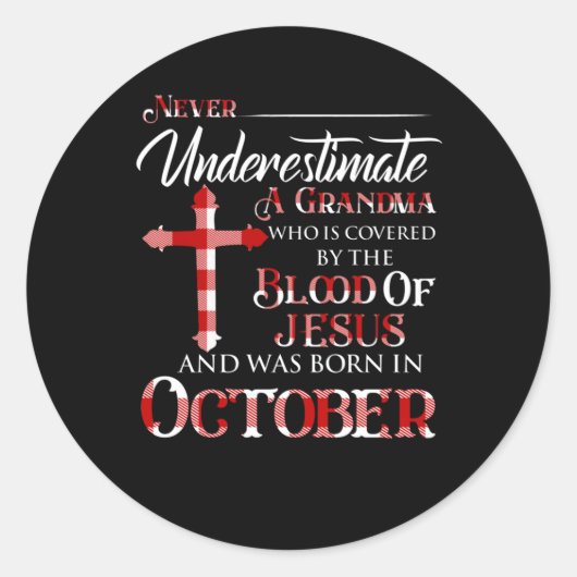 Oma, die vom Blut Jesu bedeckt ist Runder Aufkleber (Vorderseite)