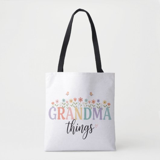 Oma Dinge Blumen-Tasche - Personalisierte Oma Tasche (Vorderseite)