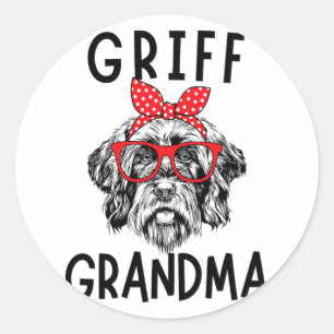 Oma Drahthaar Pointing Griffon Nana Mother Runder Aufkleber