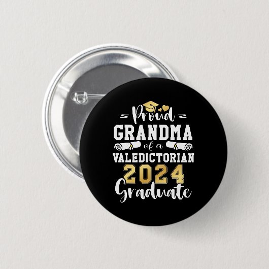 Oma eines Valedictorianischen Cl 2024-Abschlusses Button (Vorne & Hinten)