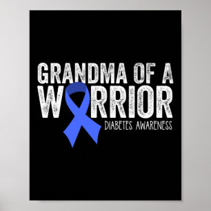 Oma eines Warriors T1D Diabetiker Blue Ribbon Supp Poster