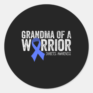 Oma eines Warriors T1D Diabetiker Blue Ribbon Supp Runder Aufkleber