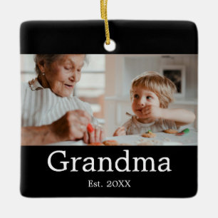 Oma eingerahmtes schwarzes Fotogeschenk Keramikornament