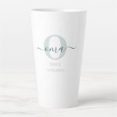 Oma Elegant Script Monogram Green White Latte Tass Milchtasse (Vorderseite)