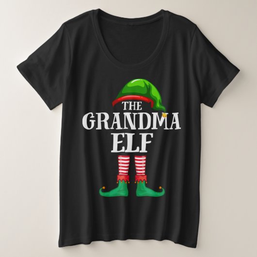 Oma Elf Matching Family Christmas Party Pajama Große Größe T-Shirt (Design vorne)