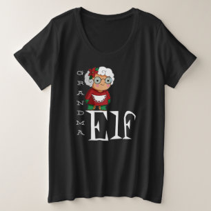 Oma Elf Urlaub Weihnachtsweihnachtstext Schwarz-we Große Größe T-Shirt