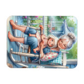 Oma Enkelin Veranda Umarmen Magnet (Horizontal)