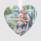 Oma Enkelin Veranda Umarmen Ornament (Vorderseite)