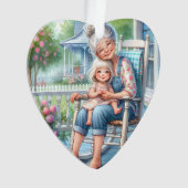 Oma Enkelin Veranda Umarmen Ornament (Vorderseite)
