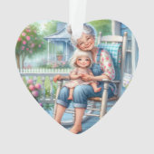 Oma Enkelin Veranda Umarmen Ornament (Rückseite)