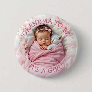 Oma Es ist eine Mädchen-Babydusche Button