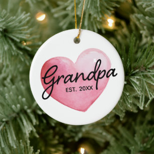 Oma Est. Datum Wasserfarben-Herz Weihnachten Keramik Ornament