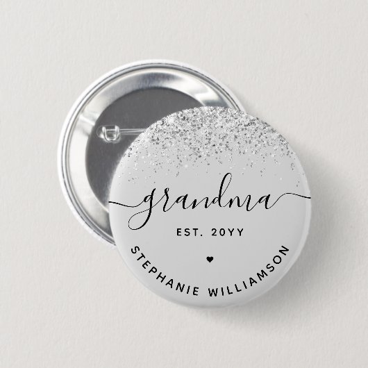 Oma Est Glitzer Confetti Custom Oma Geschenke Button (Vorne & Hinten)