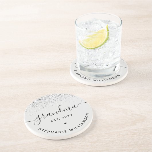 Oma Est Glitzer Confetti Custom Oma Geschenke Getränkeuntersetzer (Seite)