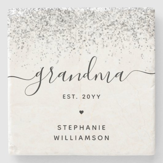 Oma Est Glitzer Confetti Custom Oma Geschenke Steinuntersetzer (Vorderseite)