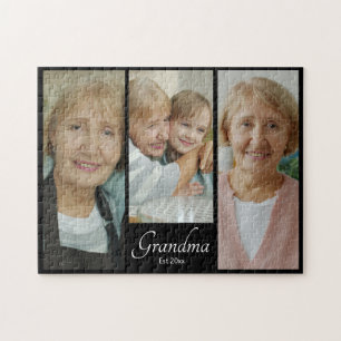 Oma Est Jahr Benutzerdefiniertes 3-Foto-Collage-Ge Puzzle